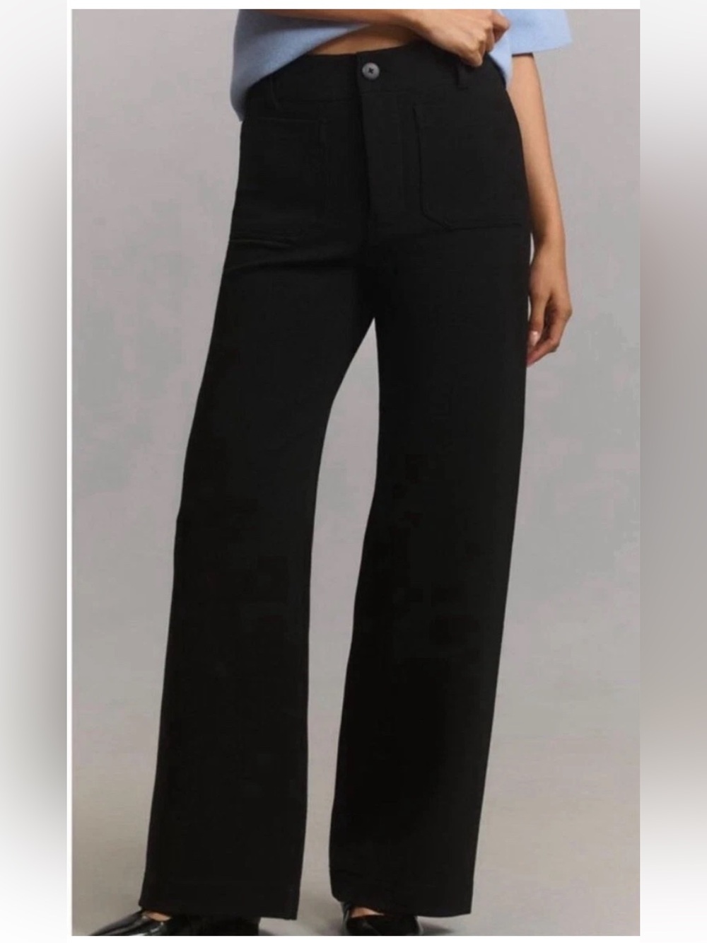 Maeve Colette Magic Fabric Full Length Wide-Leg Pants Black Size 29 NWT